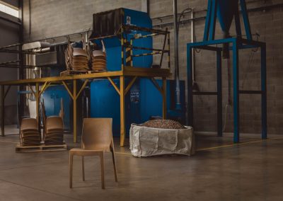 Kraft chair in production and storage details